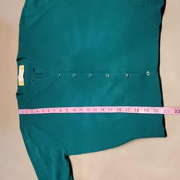 Lyle and Scott Unsized (S/M) Green Vintage 100% Cashmere Cardigan Sweater - Picture 9 of 11